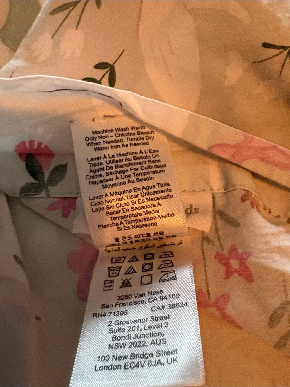Pottery Barn Kids Unicorn Floral Duvet Cover - Pink, Cream, Green